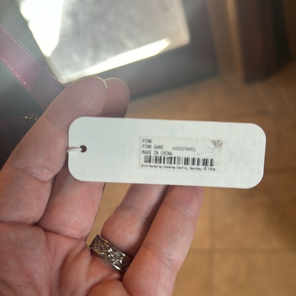 NWT Charming Charlie Dark Pink Quilted Velvet Crossbody Purse - Picture 5 of 8